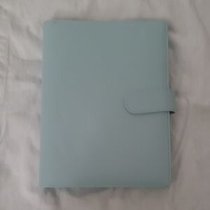 Light Blue Organizer Notebook with  Closure. Money Saving Chellange Book.
